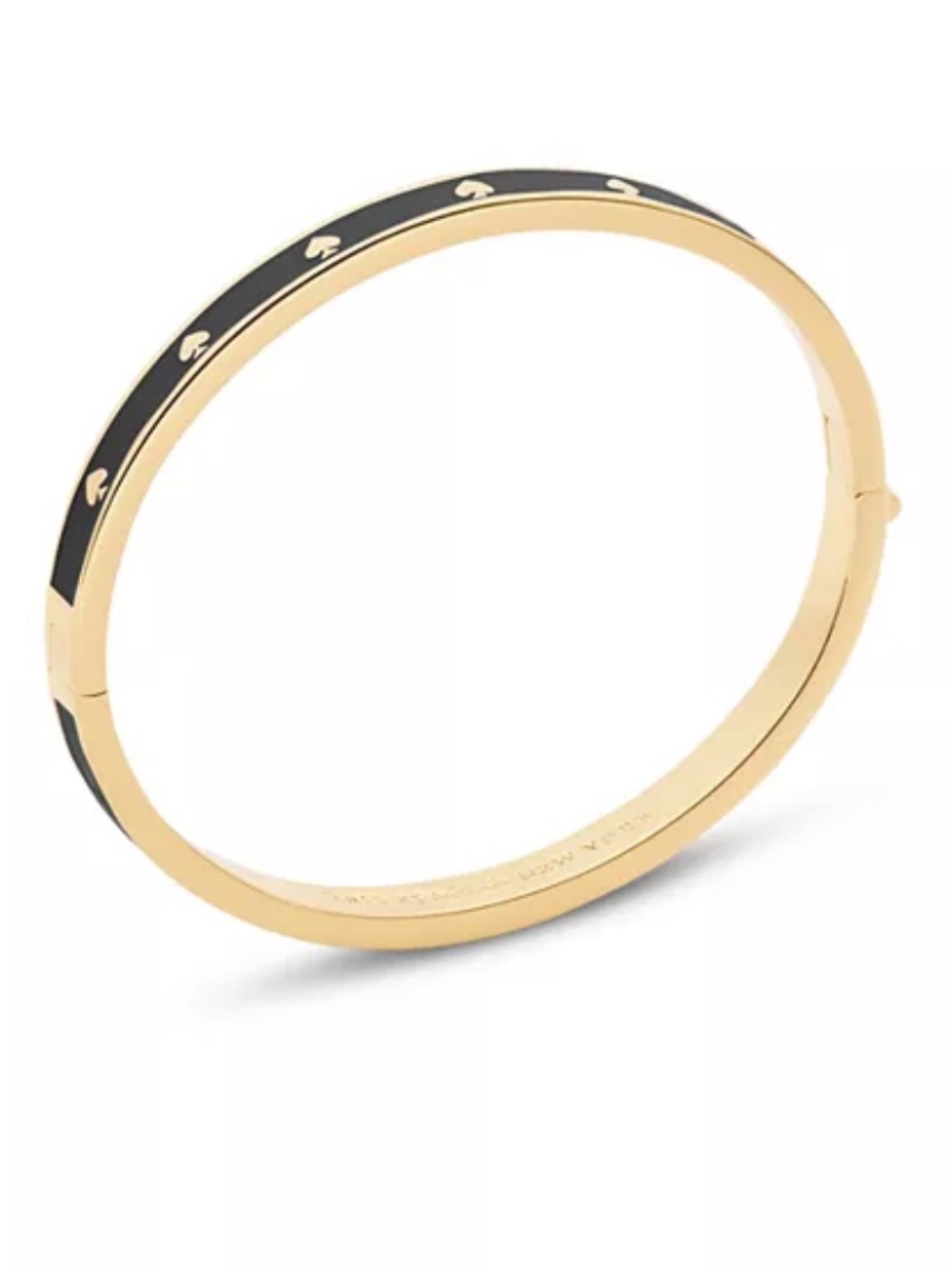 NWT Kate Spade Spot The Spade Enamel Hinged Bangle Black - Picture 8 of 12